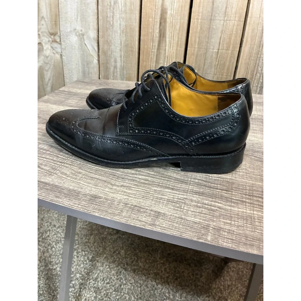 Cole‎ Haan Mens Black Leather Nike Air Wingtip Oxford Dress Shoes 27508 8 M